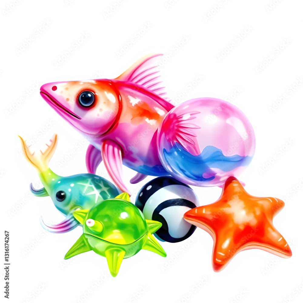 Fototapeta premium Colorful Toy Sea Creatures