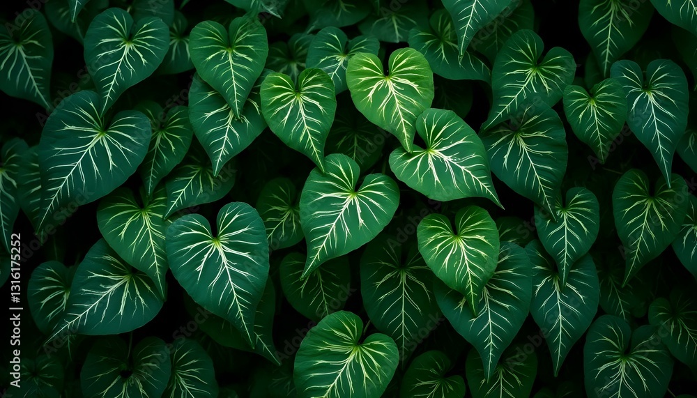 Close-up shot of a dense cluster of Syngonium podophyllum leaves, also known as arrowhead vines, creating a lush, green tapestry Close-up shot of a dense cluster of Syngonium podophyllum leaves, also known as arrowhead vines, creating a lush, green tapestry