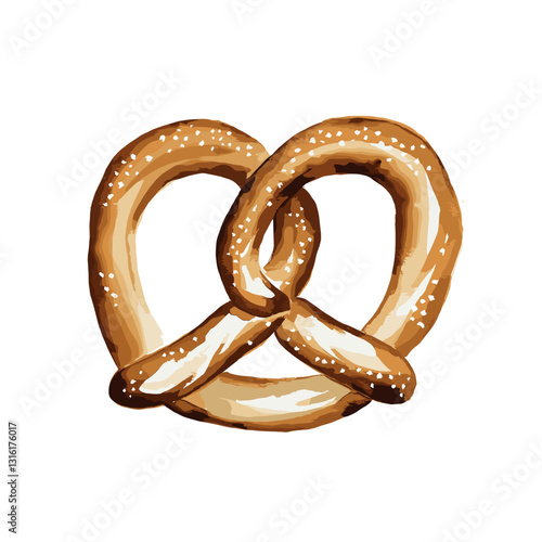 Watercolor Pretzel with Salt – Hand-Painted Illustration