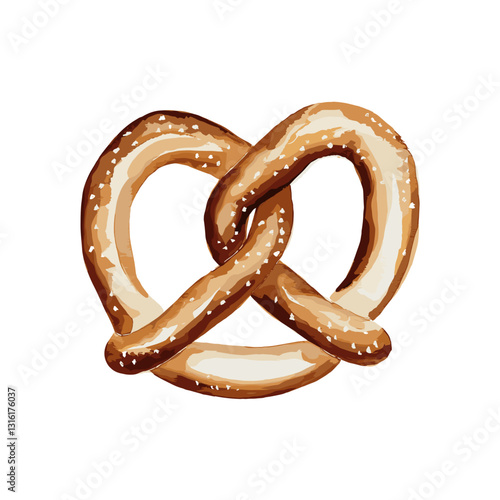 Watercolor Pretzel with Salt – Hand-Painted Illustration