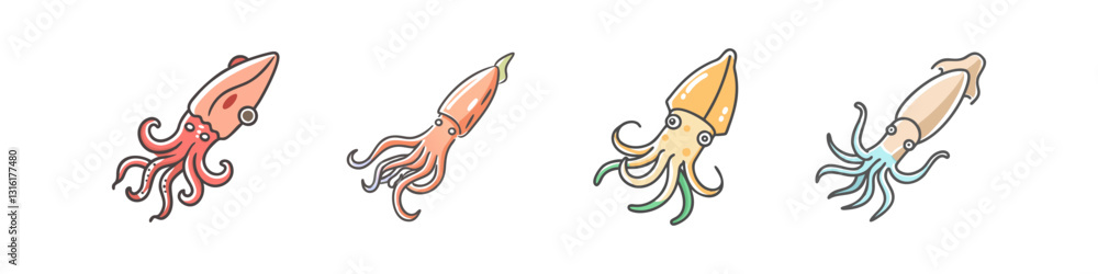 Obraz premium squid icon, squid vector illustration-simple illustration of squid , perfect for squid logos and icons