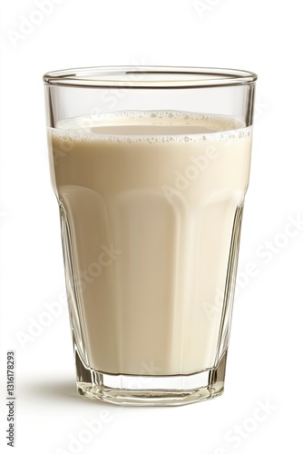 Milk tea in a transparent glass on a white background 