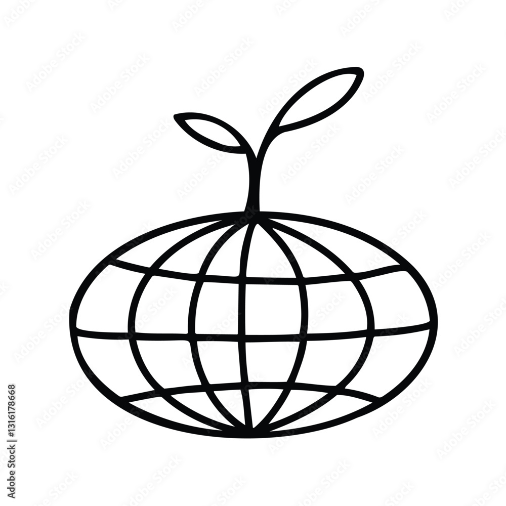 Growing Plant Emerging from Global Sphere