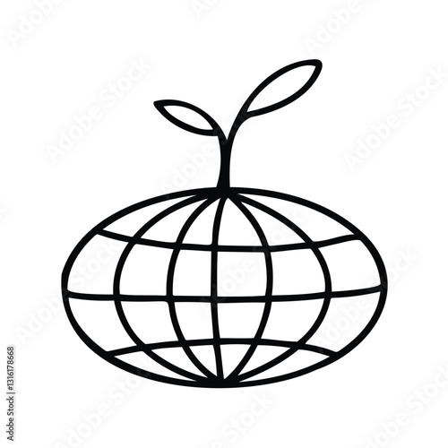 Growing Plant Emerging from Global Sphere