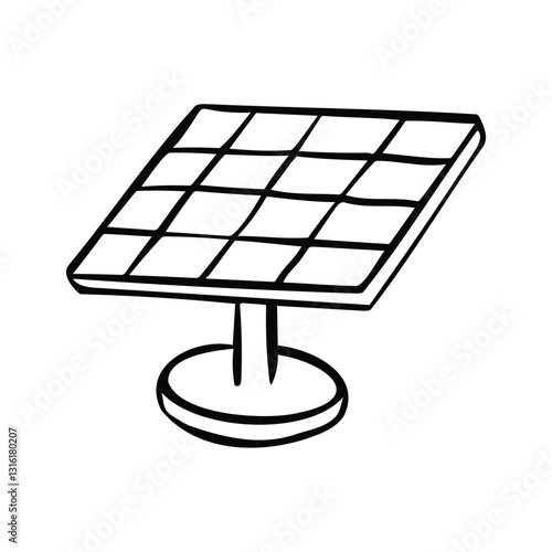 A Simple Drawing Of A Solar Panel On A Stand