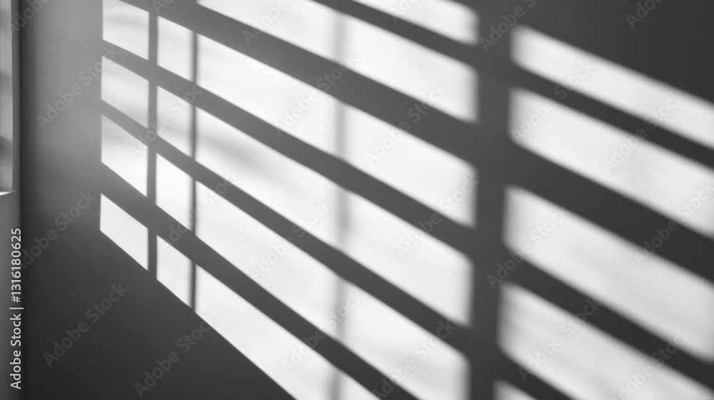 Shadows from window blinds on a wall