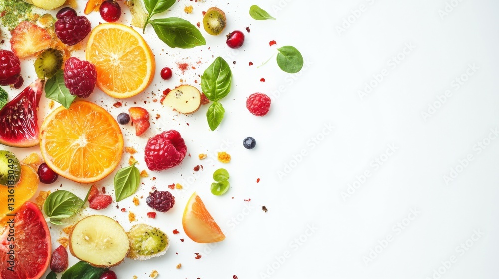 Healthy food background on white. Long banner format. Healthy food background on white. Long banner format.