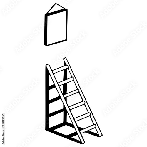 ladder and frame vector illustration