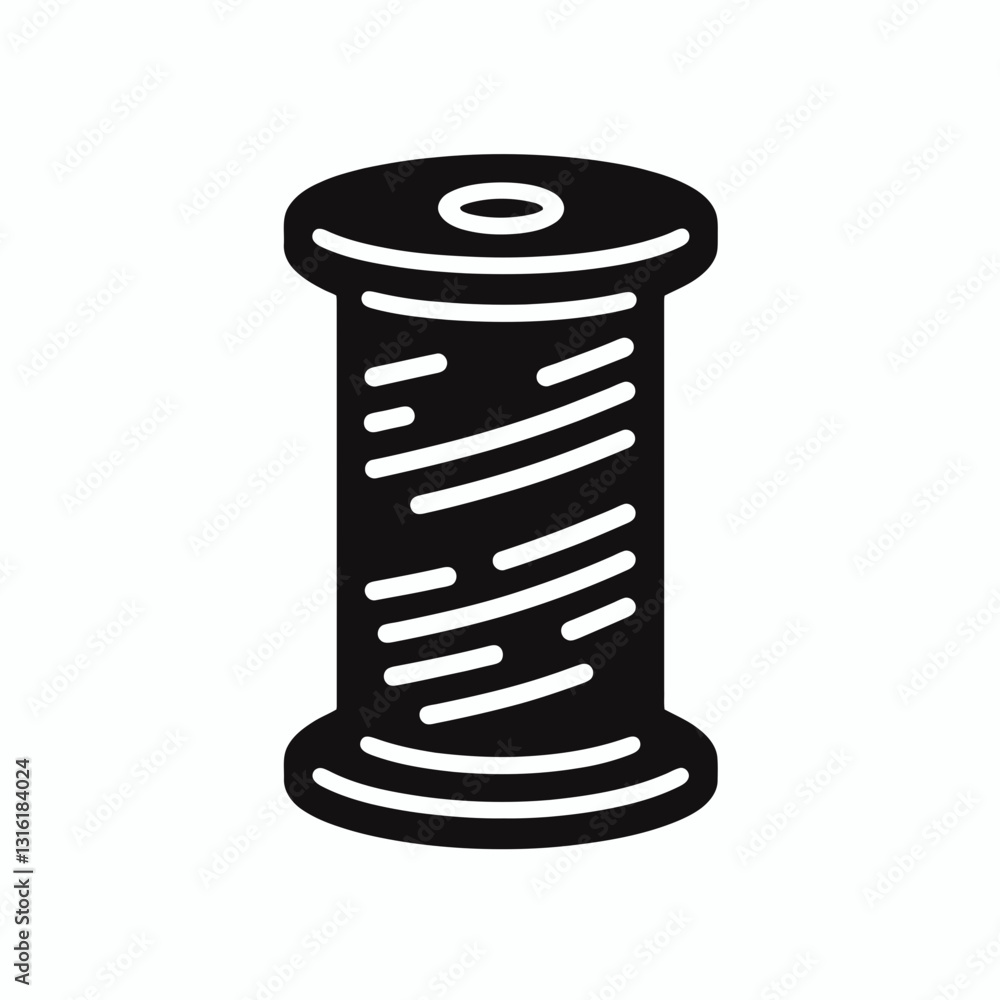 very simple flat and minimalist Thread Spool silhouette in black on a white background very simple flat and minimalist Thread Spool silhouette in black on a white background