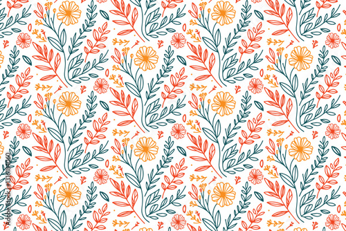 trendy seamless flower sketch pattern with elegant continuous line art florals and minimal leaves for modern wallpaper and textile print
