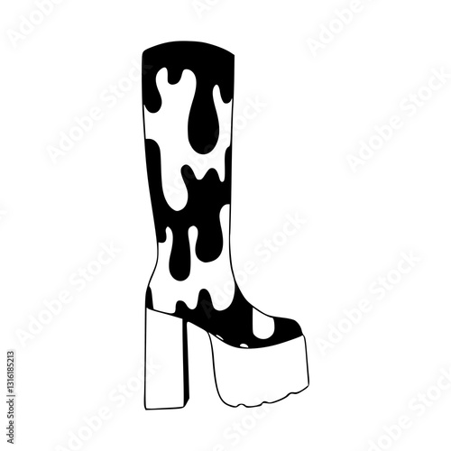 fashion footwear clipart - patterned boots