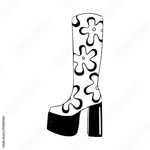 fashion footwear clipart - patterned boots