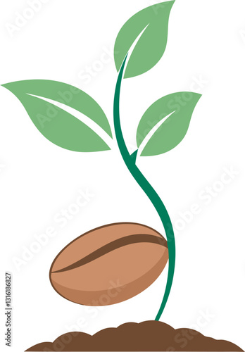sprouting seed flat vector illustration logo icon clipart