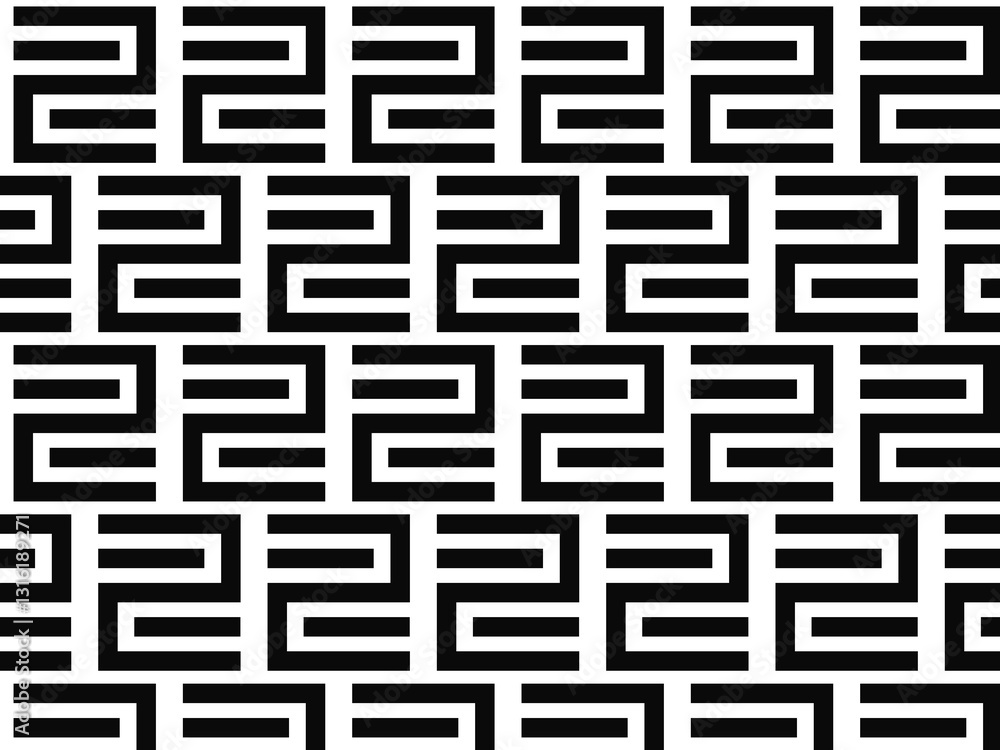 Black and white seamless pattern image featuring a repeating design of abstract motifs Black and white seamless pattern image featuring a repeating design of abstract motifs
