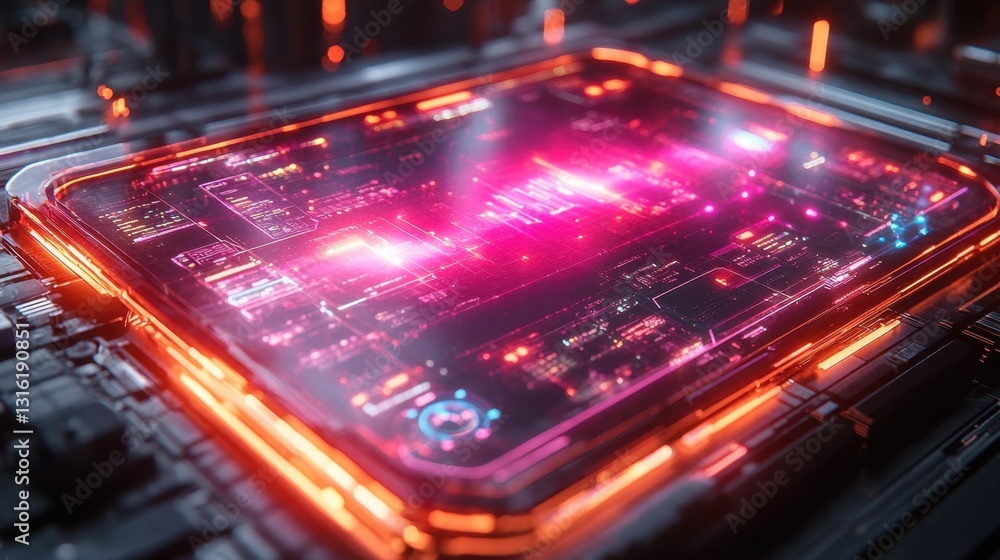 Obraz premium Futuristic holographic display device on white