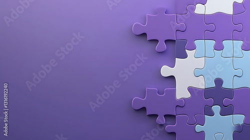 Lilac Puzzle Pieces: A 3D Rendered Solution Concept AI Generated