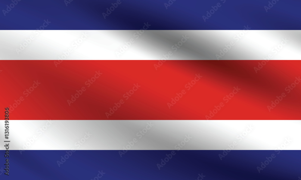 Obraz premium Costa Rica flag official colors and proportion digital vector illustration. Pleated flag.