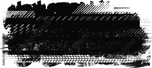 Grunge textured banner with rough edges. Halftone dots texture. Overlay grunge texture . Simply place texture over any object to create grunge effect . Banner with scratched surface for your design. 