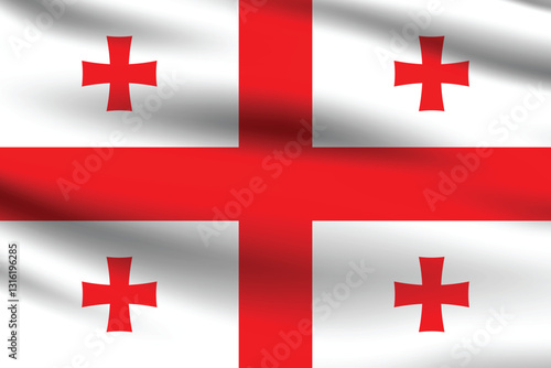 Georgia flag official colors and proportion digital vector illustration. Pleated flag.
