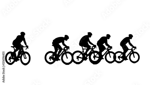 A group bicycling silhouette, bike, bicycle, sport, silhouette, cycling, vector, people, illustration, cyclist, cycle, ride, fitness, biker, woman, race, child, cartoon, person, biking, boy, black, bi