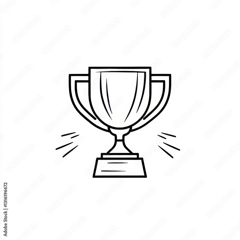 Iconic symbol of a trophy cup in minimalist style, signifying accomplishment, triumph, and winning in sports or competitive events Iconic symbol of a trophy cup in minimalist style, signifying accomplishment, triumph, and winning in sports or competitive events