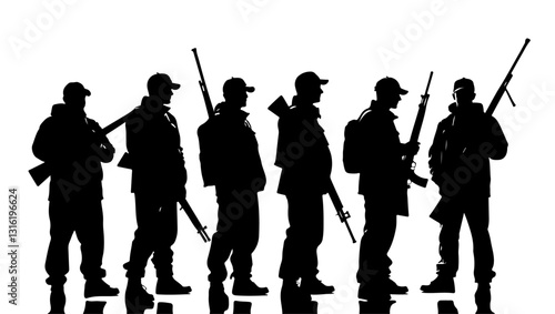 Army veteran silhouettes of soldiers, silhouette, soldier, vector, gun, military, army, war, music, illustration, people, rifle, men, weapon, uniform, guitar, sniper, woman, guard, silhouettes, person