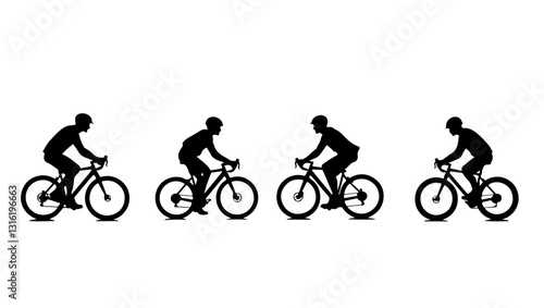 A group bicycling silhouette, bike, bicycle, sport, silhouette, cycling, vector, people, illustration, cyclist, cycle, ride, fitness, biker, woman, race, child, cartoon, person, biking, boy, black, bi