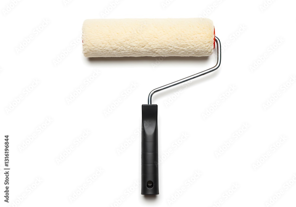 Obraz premium Paint Roller with Black Handle on White Background for Home Improvement