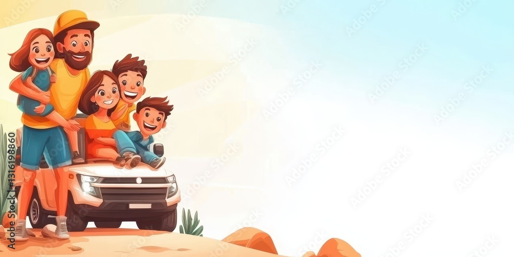Naklejka premium Family road trip banner
