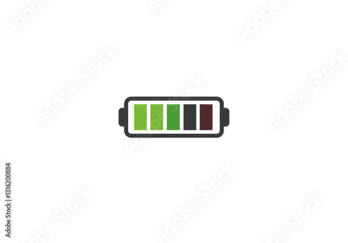 Isolated Battery Icon with Partial Charge, Green and Brown