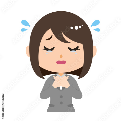 困っている会社員の女性のイラスト
