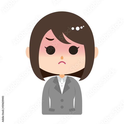 怒っている会社員の女性のイラスト