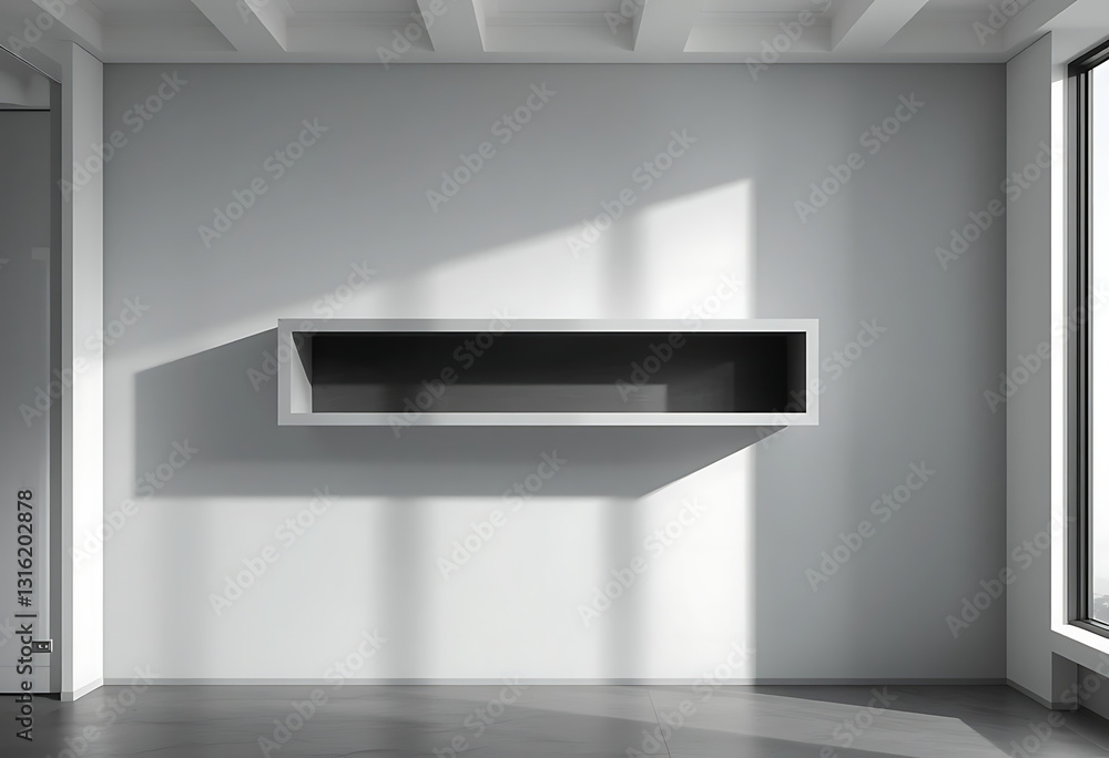 Modern Minimalist Wall Shelf in Sunlit Room Modern Minimalist Wall Shelf in Sunlit Room