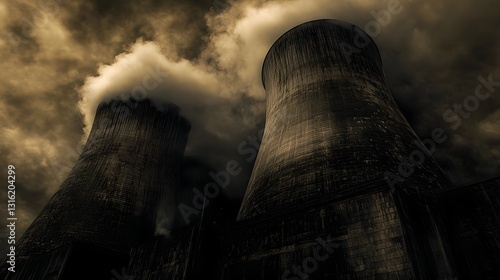 Dramatic Exhaust Plumes Obscuring Industrial Power Plant Structures