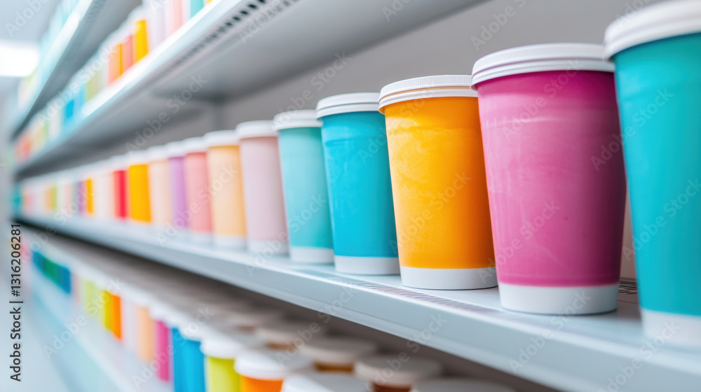 Pudding factory, A storage area filled with various flavors of ice cream in high resolution. Pudding factory, A storage area filled with various flavors of ice cream in high resolution.