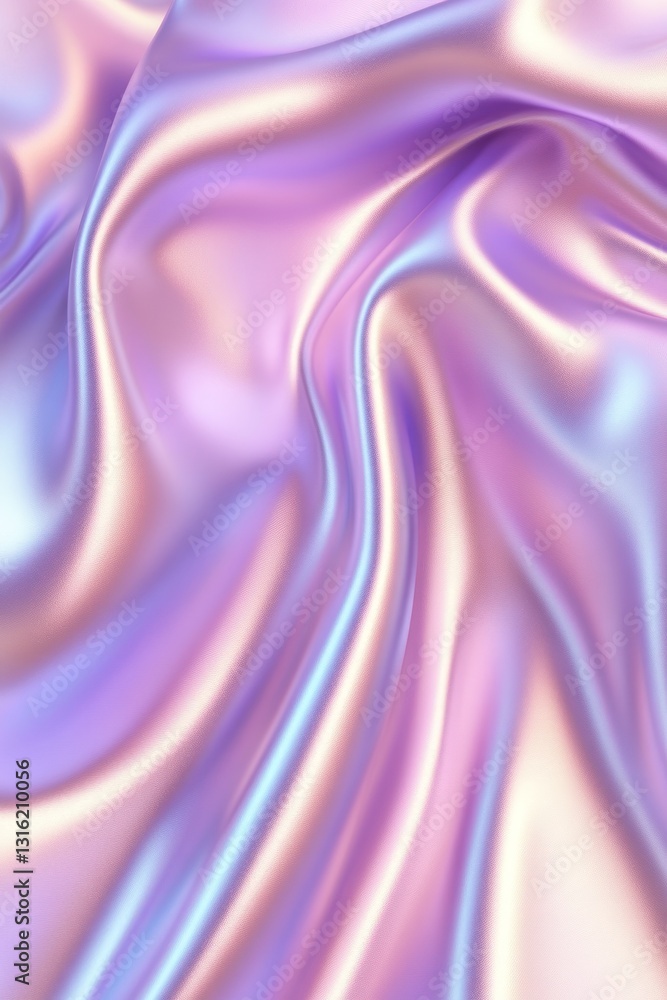 Obraz premium Iridescent pastel fabric with flowing, wavy folds and shimmering texture.