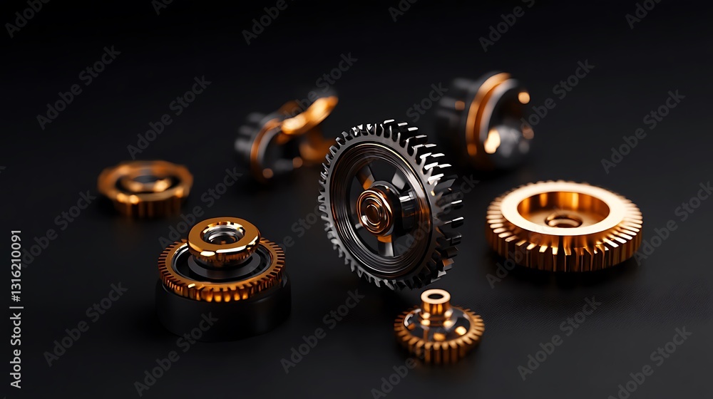 Intricate Metal Gears: A 3D Render of Precision Engineering AI Generated Intricate Metal Gears: A 3D Render of Precision Engineering AI Generated