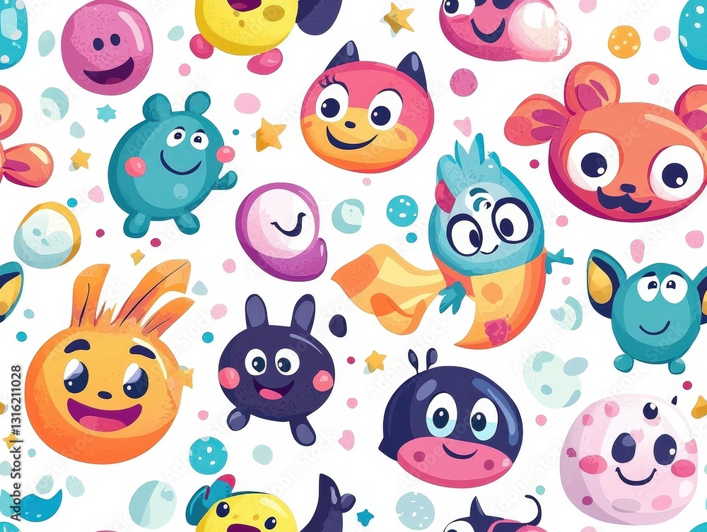 Cartoon characters abstract background texture pattern seamless Cartoon characters abstract background texture pattern seamless