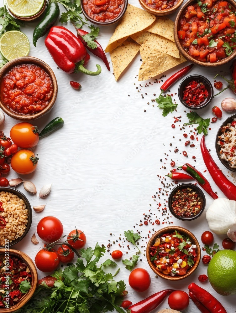 Mexican food border frame framing element on white background Mexican food border frame framing element on white background