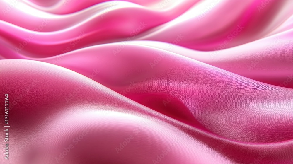Obraz premium Pink silk fabric waves, flowing softly