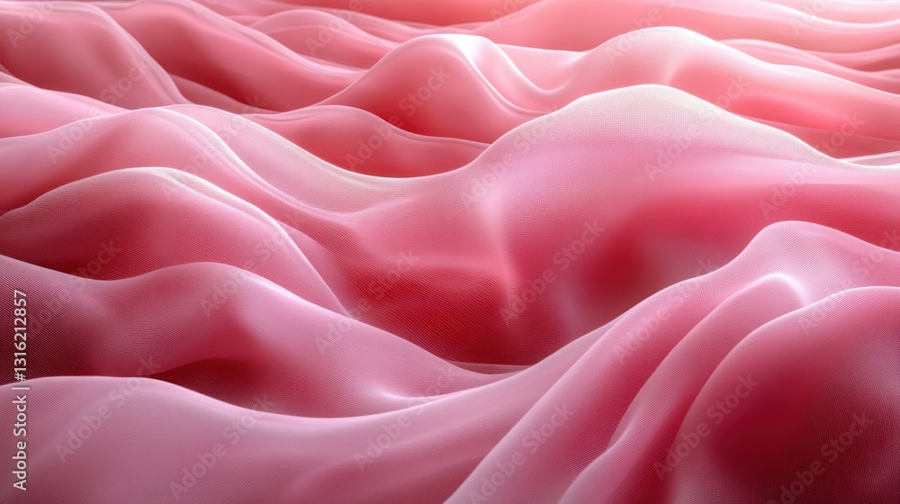 Obraz premium Pink silk fabric waves, flowing texture, studio shot