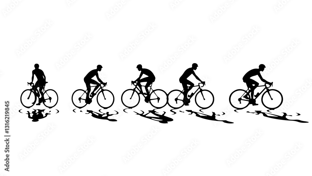Obraz premium Bicycle silhouette, sport, cycling, vector, illustration, cyclist, cycle, people, biker, ride, woman, biking, activity, mountain, riding, boy, sports, race, wheel, black, person, cartoon, exerc bicycl