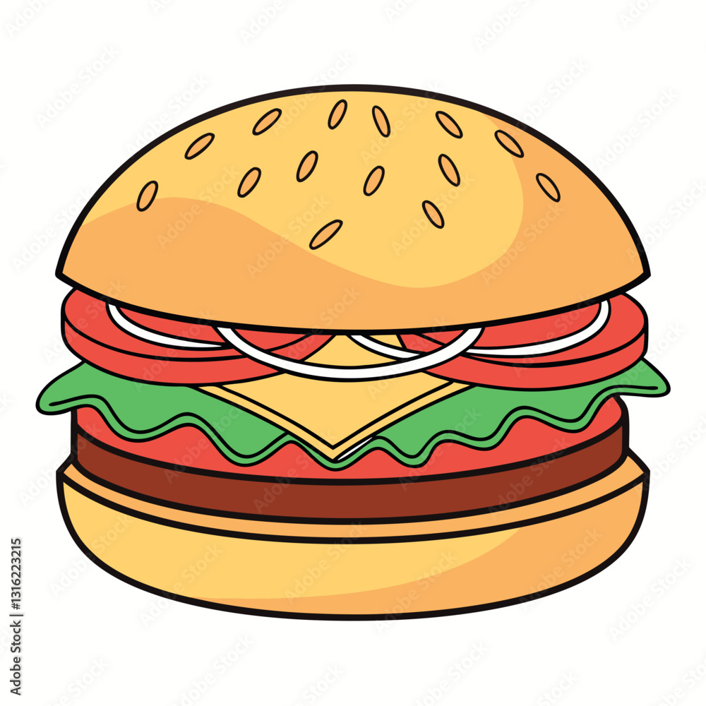 An image of a burger where-each-ingredient. An image of a burger where-each-ingredient.