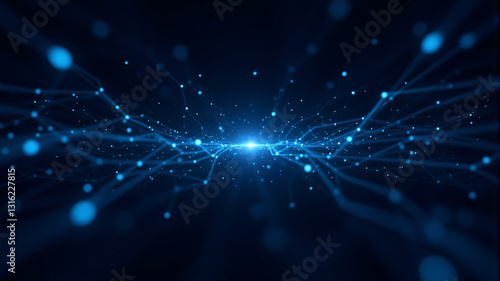 Captivating Blue Digital Network Visualization