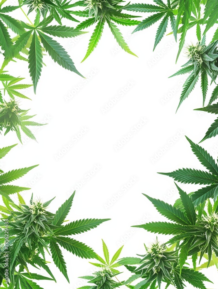 Cannabis border frame framing element on white background Cannabis border frame framing element on white background