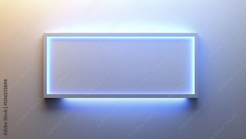 Illuminated rectangular frame on a wall, blank space for text or image. Illuminated rectangular frame on a wall, blank space for text or image.