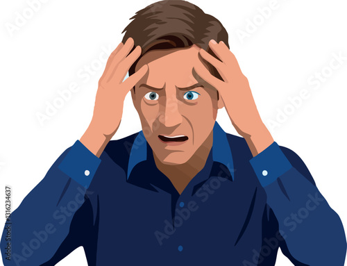 Vsai stressed businessman holding his head with his hands in desperation