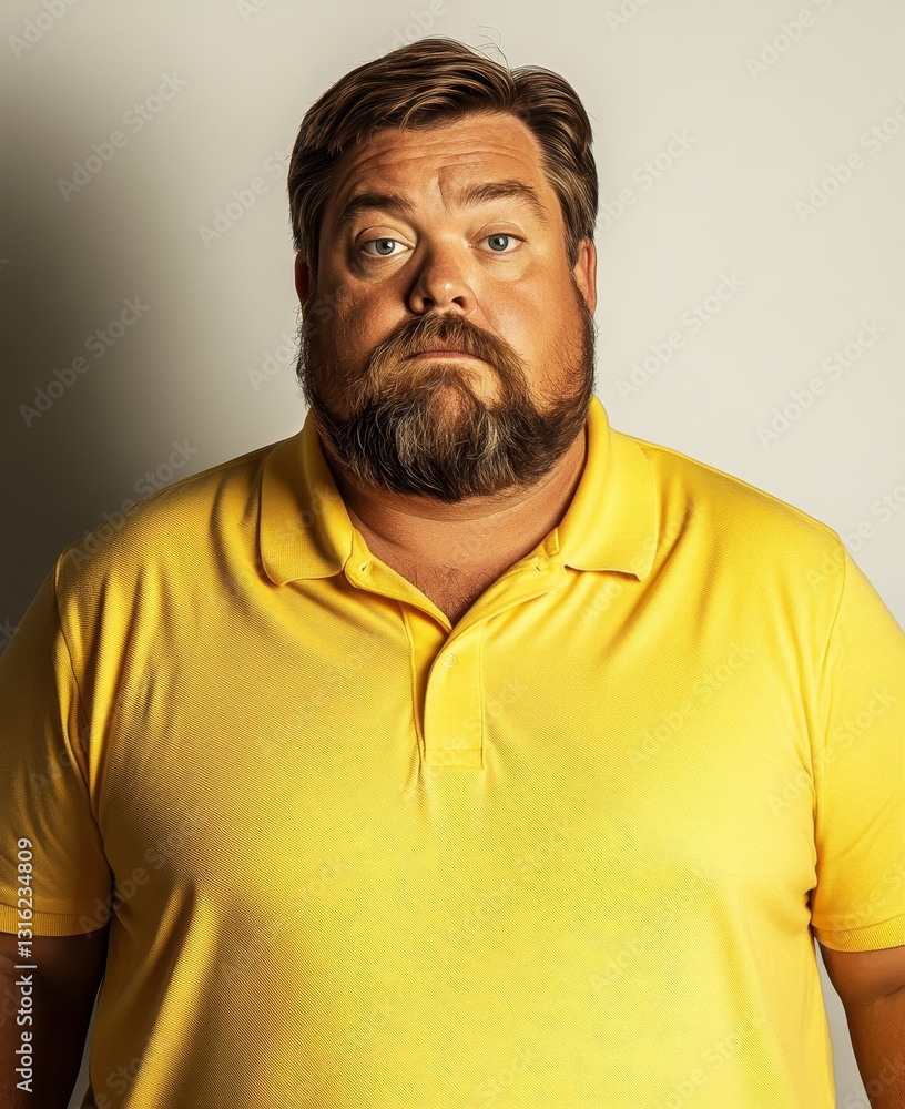 An image of a fat, middle-aged man wearing a white t-shirt, staring at the camera, is isolated on a transparent background, representing the health issues of diabetes and obesity, as well as An image of a fat, middle-aged man wearing a white t-shirt, staring at the camera, is isolated on a transparent background, representing the health issues of diabetes and obesity, as well as