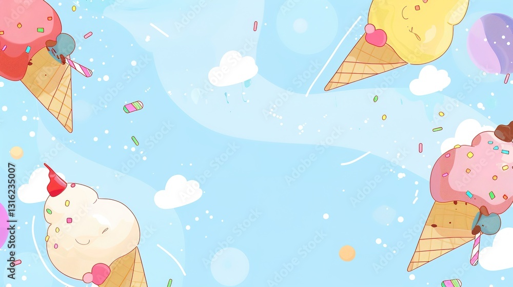 The Ice Cream Background of Children's Day: The Childlike Innocence and Joyful Spectacle Blooming in the Cool and Sweetness The Ice Cream Background of Children's Day: The Childlike Innocence and Joyful Spectacle Blooming in the Cool and Sweetness