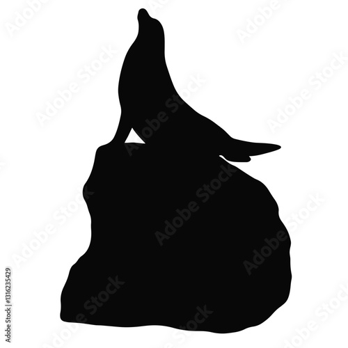Elegant seal silhouette on rock, nature's artistry